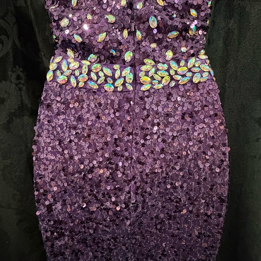 Splash Sequin Strapless Prom Dress J488 Purple - Picture 8 of 8